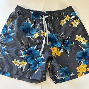 KANU SURF Men's Swim Trunks Board Shorts Size XL Grey Floral 6" Inseam Pockets